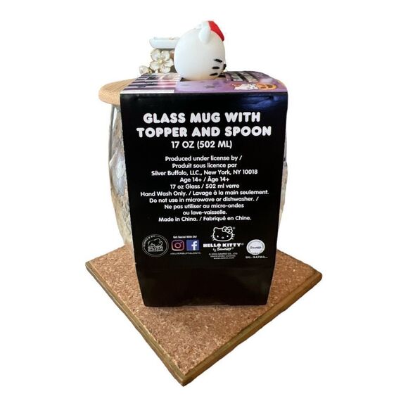 NIB Hello Kitty Glass Mug with Topper and Spoon - Picture 3 of 5